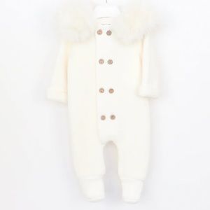 Wedoble Pramsuit Knitted Ivory / White Soft Fur size 9 month